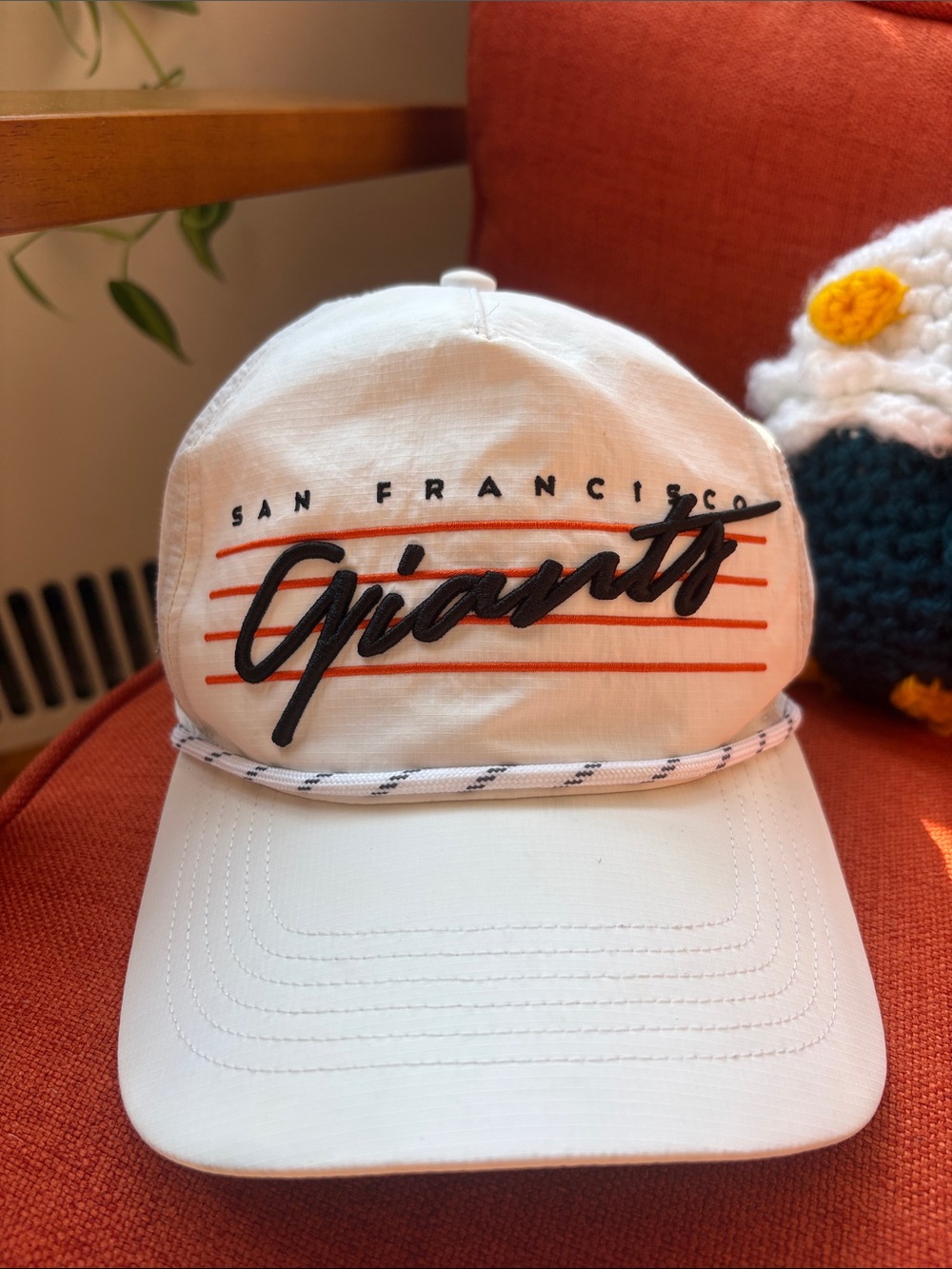 Official San Francisco Giants White & Orange Rope-Trim Cap